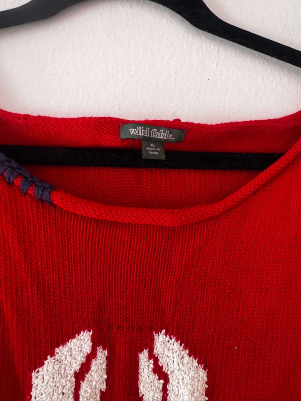 wild fable Red Crewneck Sweater with White Graphic - Picture 2 of 3